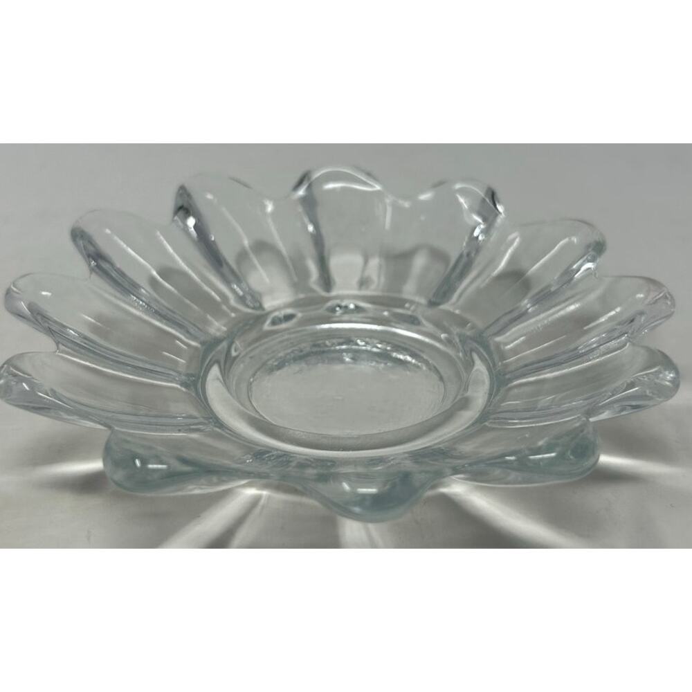 Fostoria Clear Glass Scalloped Plate For Candy Candles Jewelry Keys 5 1/2" Wide